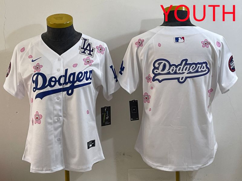 Youth Los Angeles Dodgers Blank White Sakura Edition 2025 Nike MLB Jersey style 16